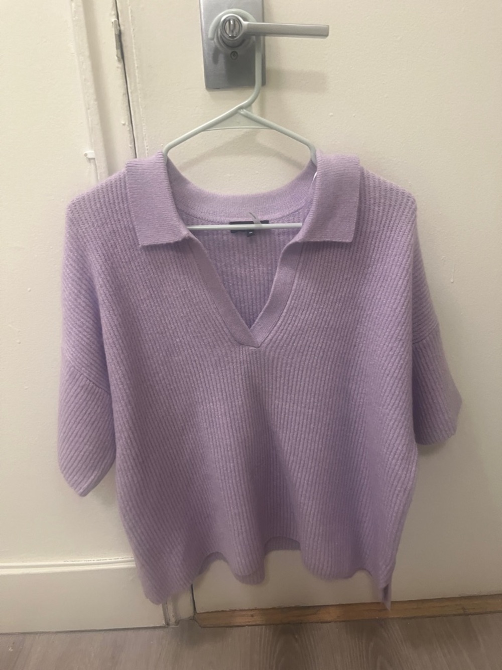1. State Lavender V-Neck Polo Sweater